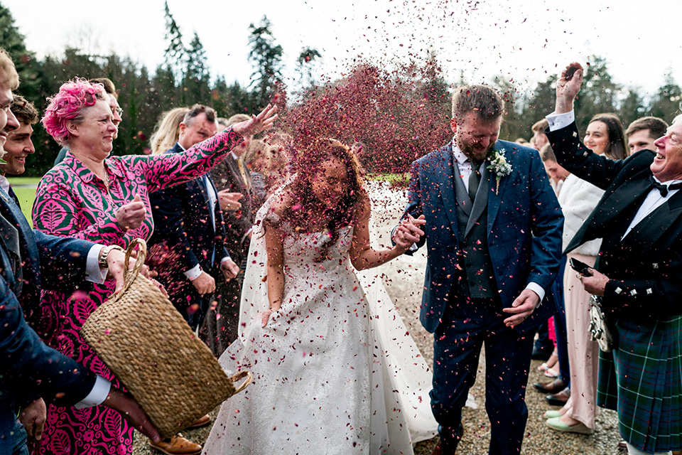 Lough Eske Castle confetti photos Donegal wedding photographer